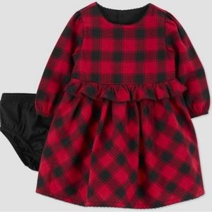Carters black and red plaid dress 6M